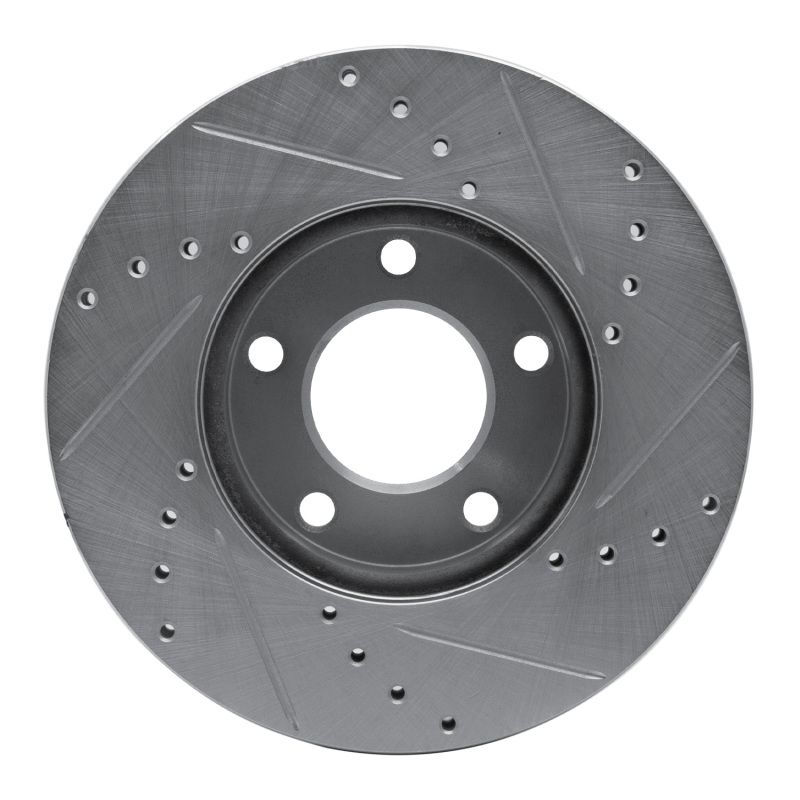 Mazda 3 Brake Rotor (1) - Front Left - R1 Concepts - Drilled & Slotted - Silver - `04-`13